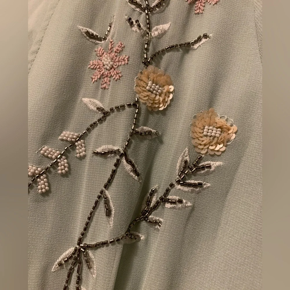 EUC Hope & Ivy Embroidered Midi Dress in Sage - Picture 13 of 16